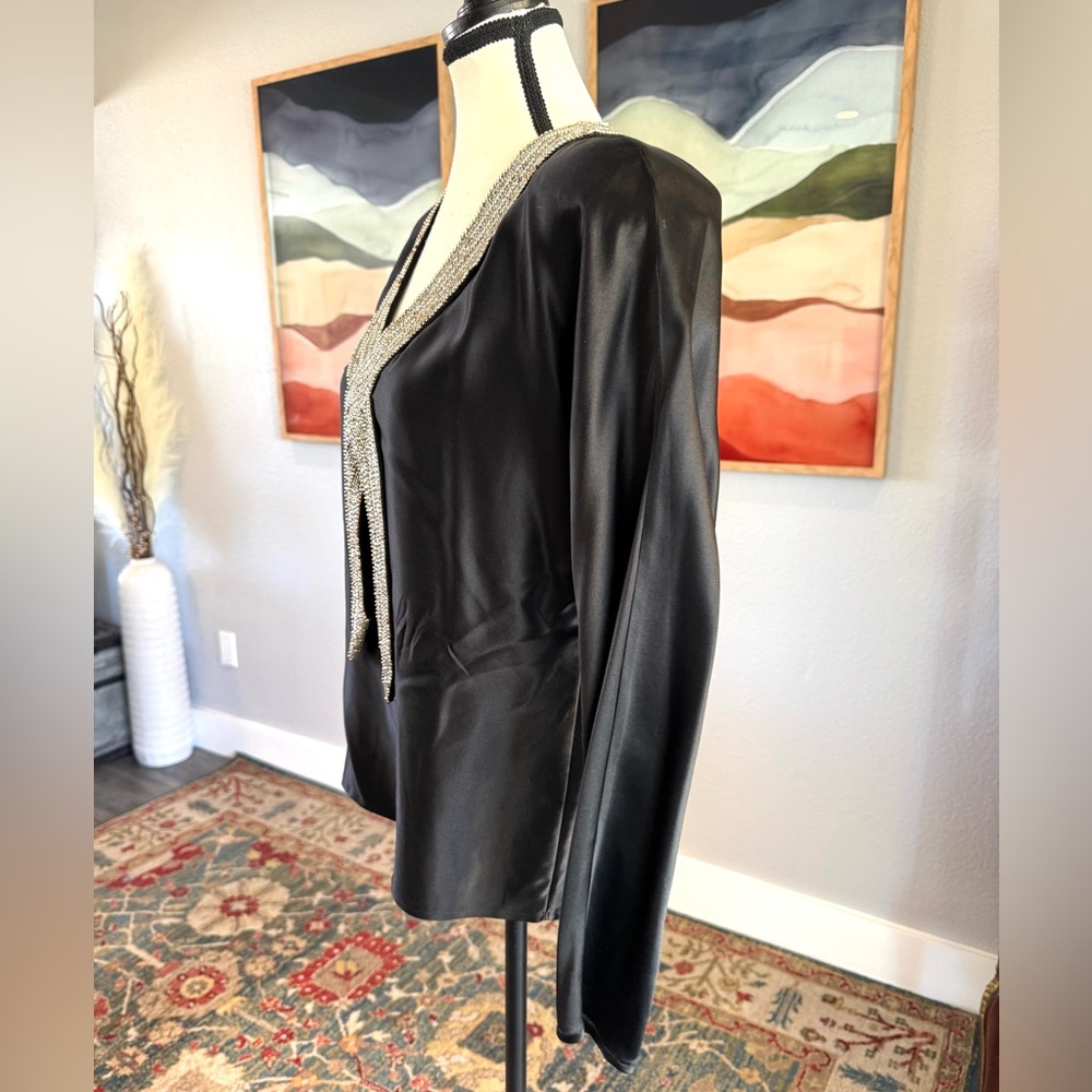 Vintage Silk Black Beaded Blouse - Picture 5 of 9